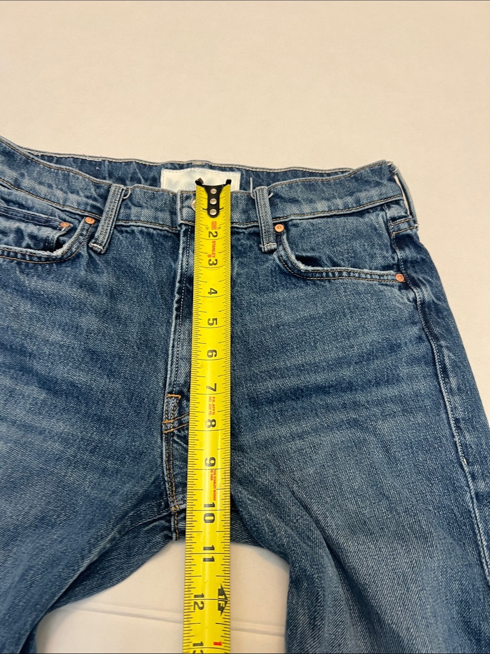 MOTHER Mid Blue Straight Leg Jeans - Picture 12 of 16